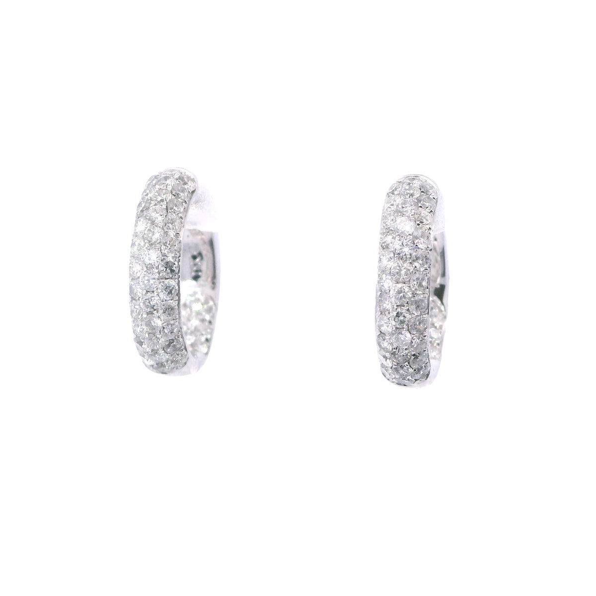 White Gold Carat Inside Out Diamond Small Hoop Earrings
