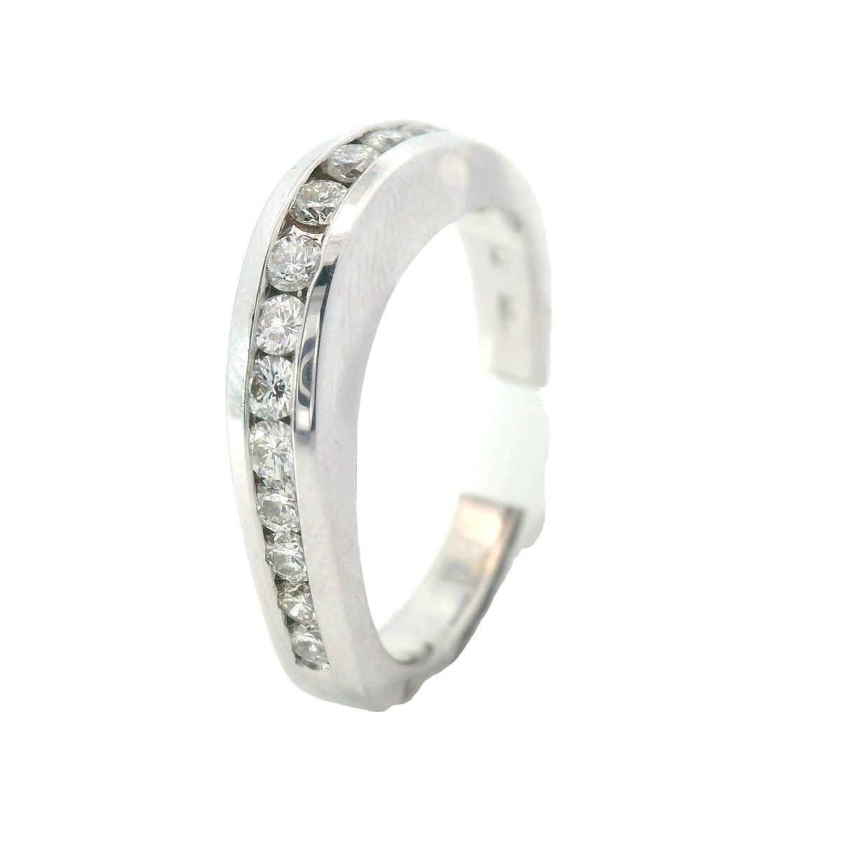 White Gold Contoured Channel Diamond Wedding Band