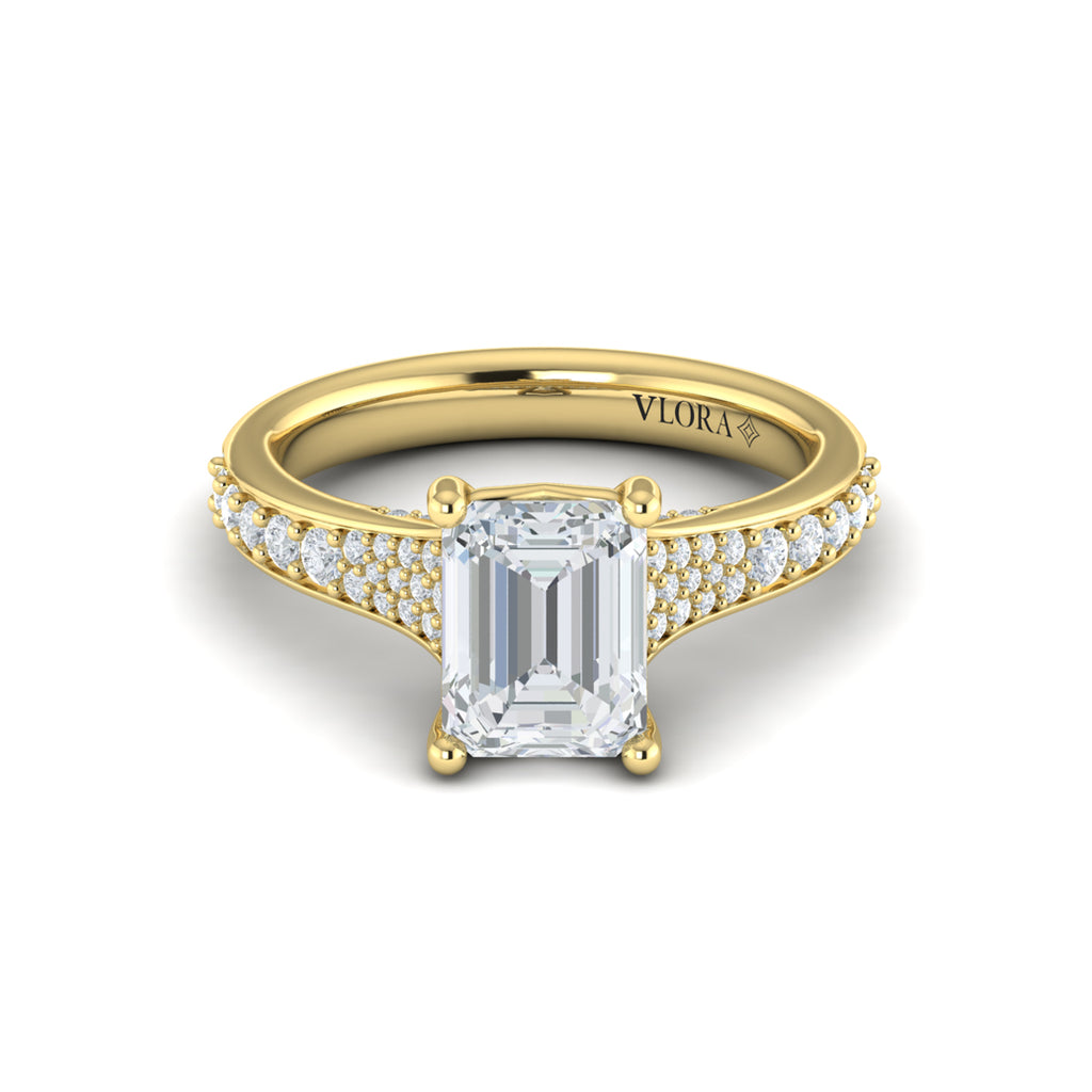 Vlora Yellow Gold Tapered Diamond Channel Band Engagement Ring Mounting