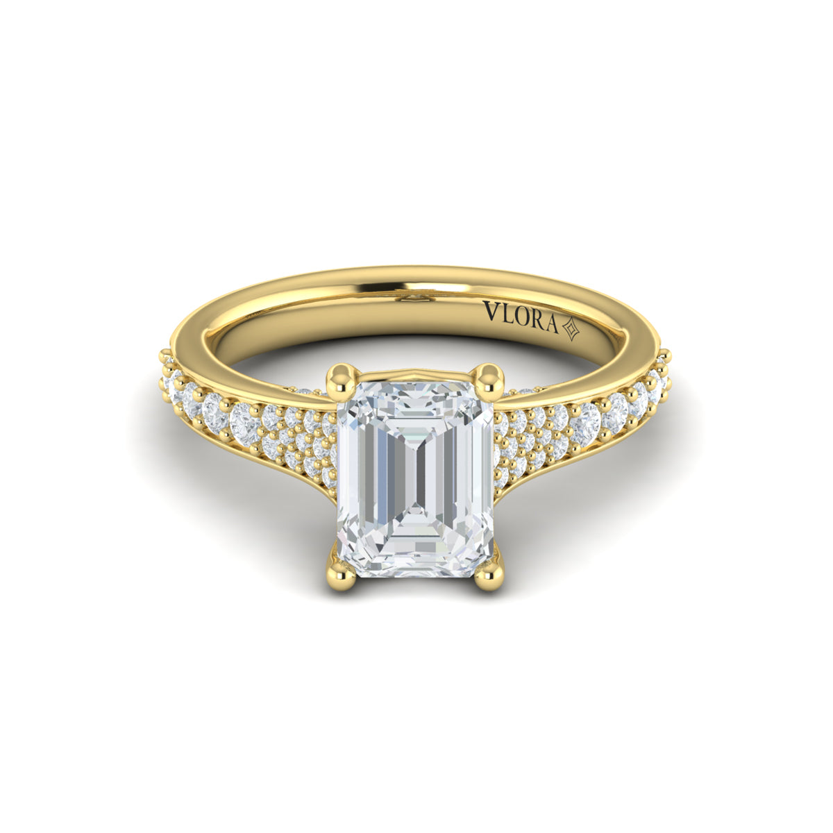 Vlora Yellow Gold Tapered Diamond Channel Band Engagement Ring Mounting