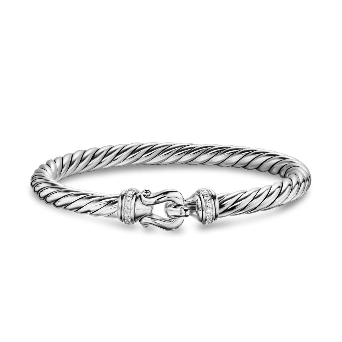 David Yurman Sterling Silve Cable Flex Buckle Diamond Bracelet