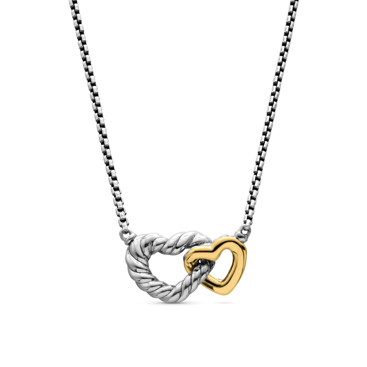 David Yurman Sterling Silver and Yellow Gold Interlocking Heart Necklace