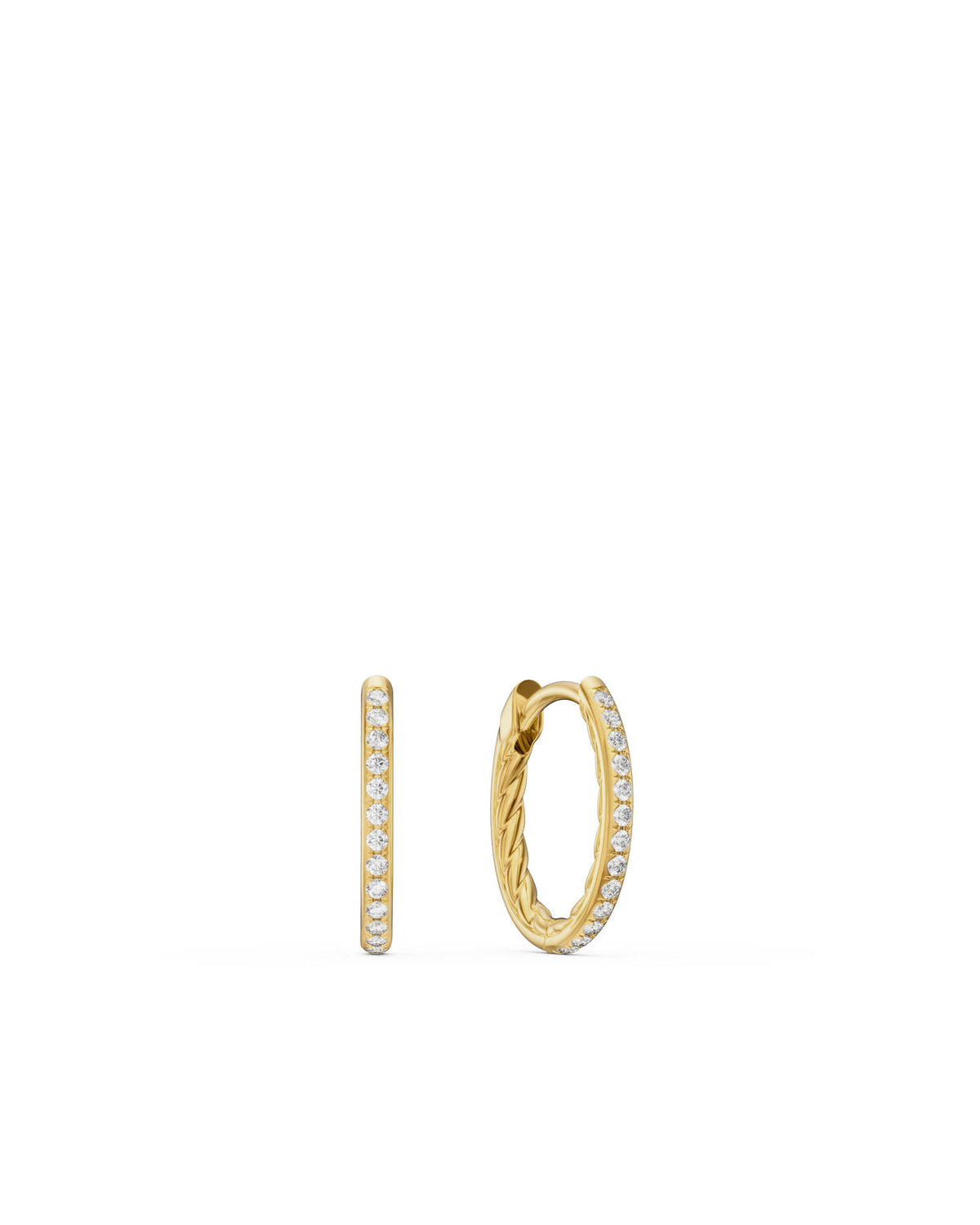 David Yurman Gold Petite Pavé Diamond Hoop Earrings