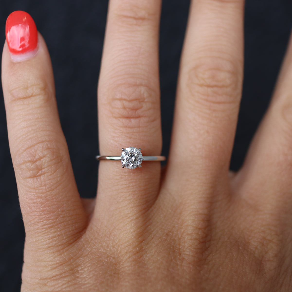 Platinum Forevermark Micaela's Delicate Hidden Diamond and Round Center Diamond Engagement Ring