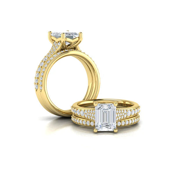 Vlora Yellow Gold Tapered Diamond Channel Band Engagement Ring Mounting