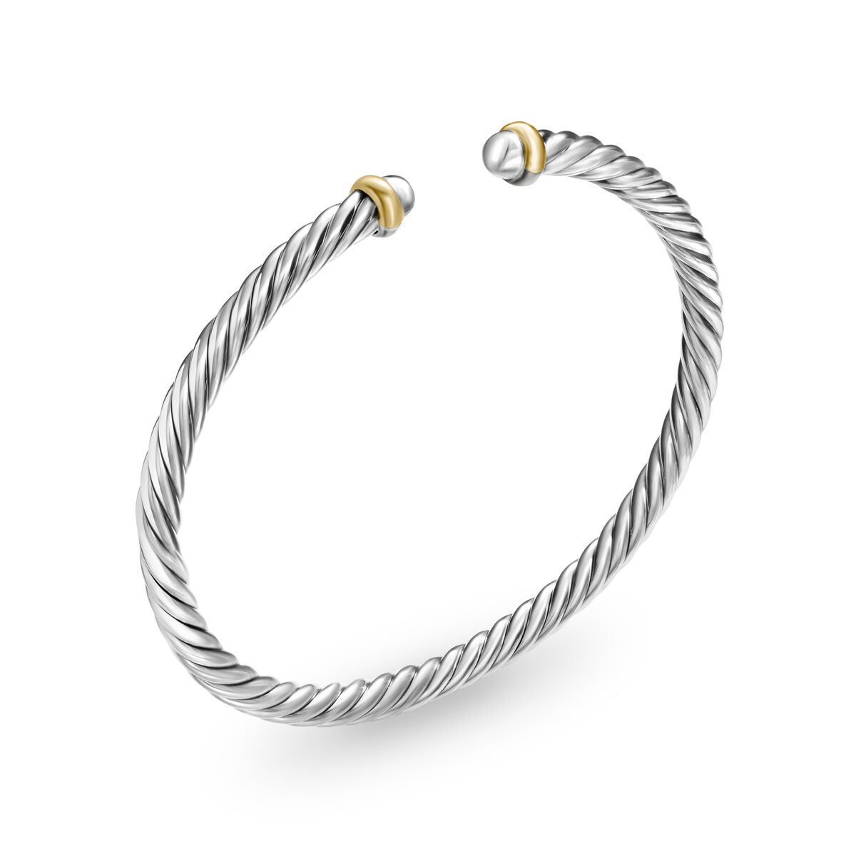 David Yurman Sterling Silver and Yellow Gold Cable Flex Bracelet