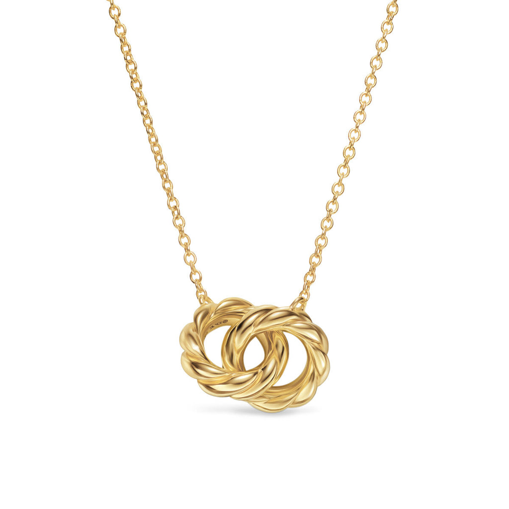 David Yurman Yellow Gold Sculpted Cable Linked Pendant Necklace