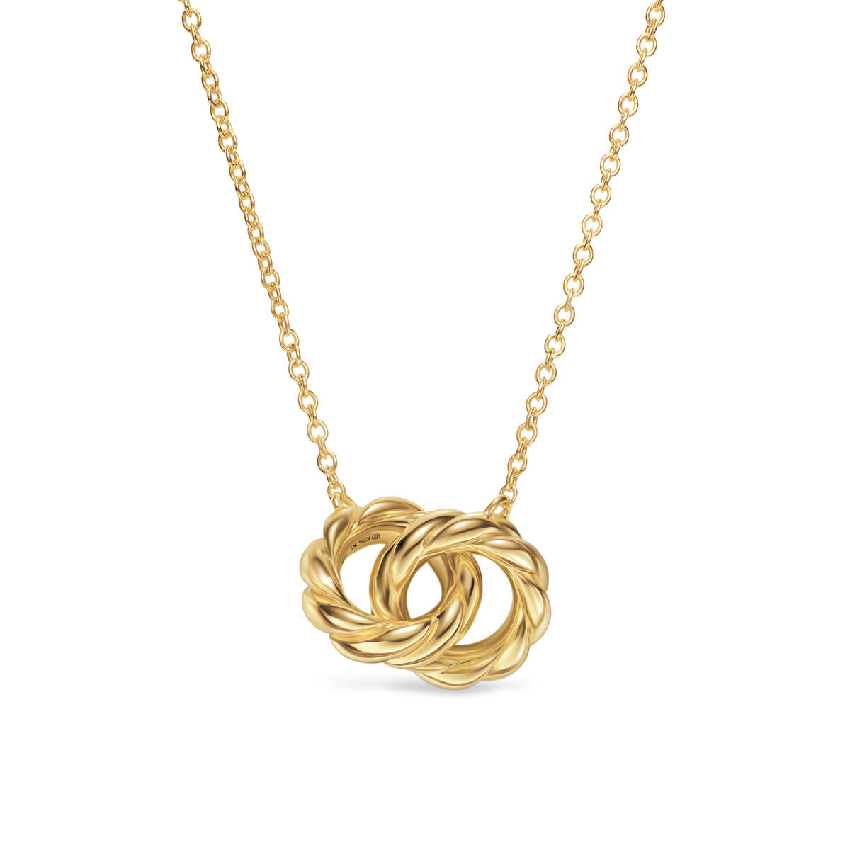 David Yurman Yellow Gold Sculpted Cable Linked Pendant Necklace
