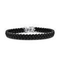 David Yurman Sterling Silver and Stainless Steel Black Nylon Box Chain Bracelet