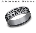 Ammara Stone White Gold and Gray Tantalum Enchanted Forest Wedding Band