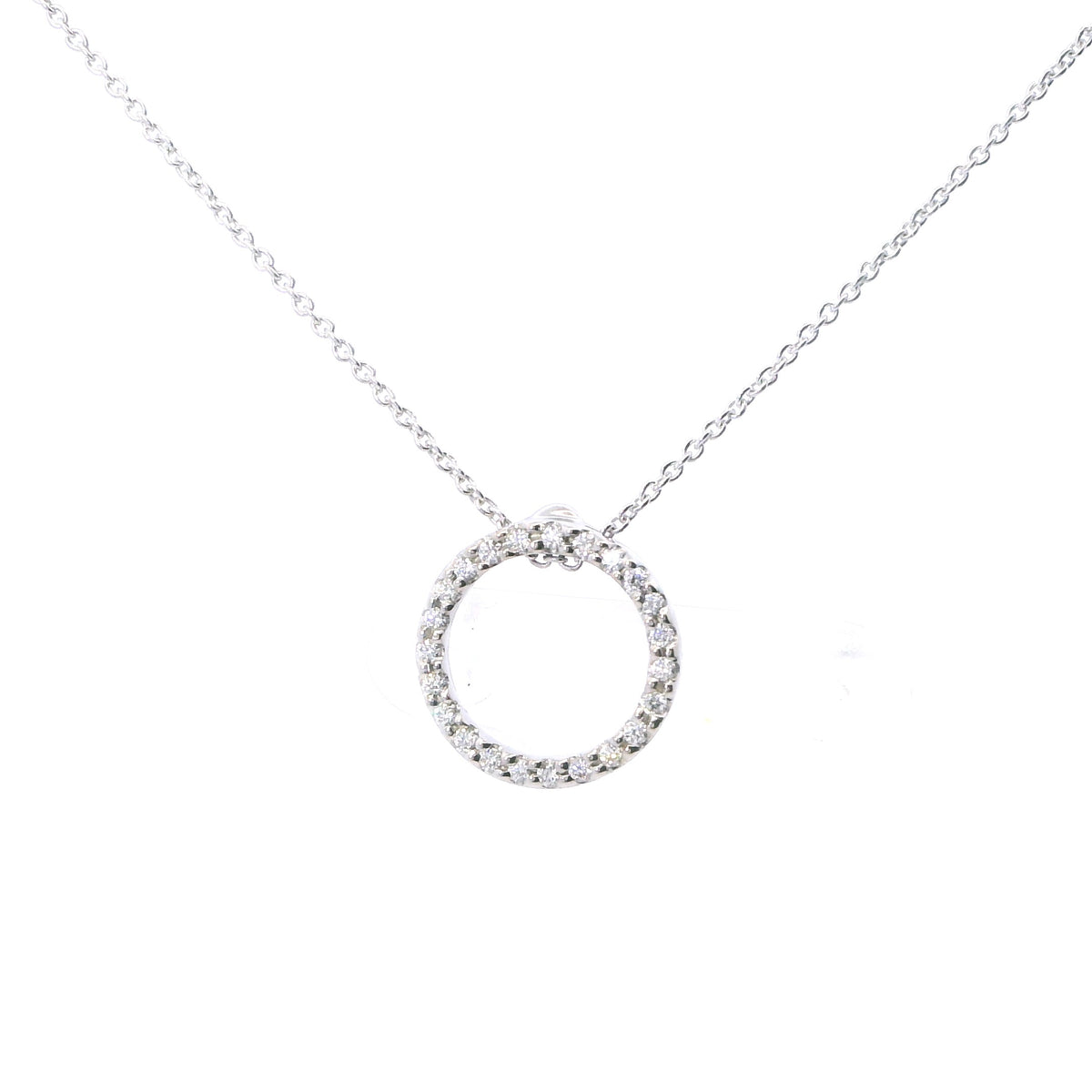 Roberto Coin White Gold Tiny Treasures Diamond Circle Pendant Necklace