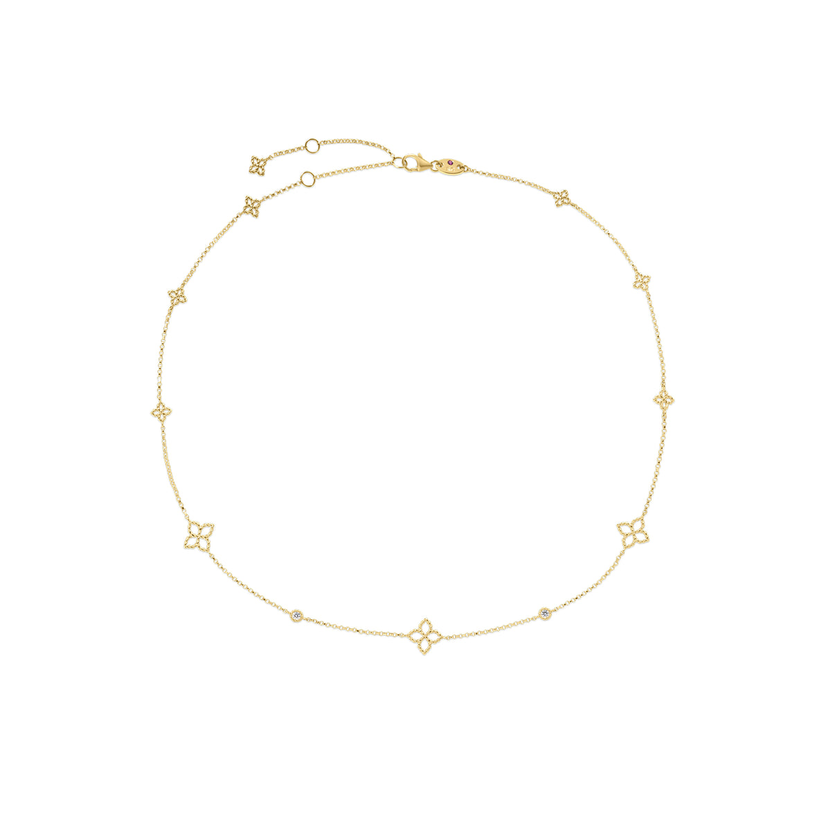 Roberto Coin Yellow Gold Diamond Principessa Station Necklace