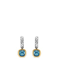 David Yurman Silver and Gold Mercer Blue Topaz Drop Earrings
