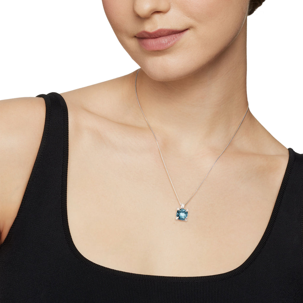 David Yurman Silver Hampton Blue Topaz Chatelaine Necklace