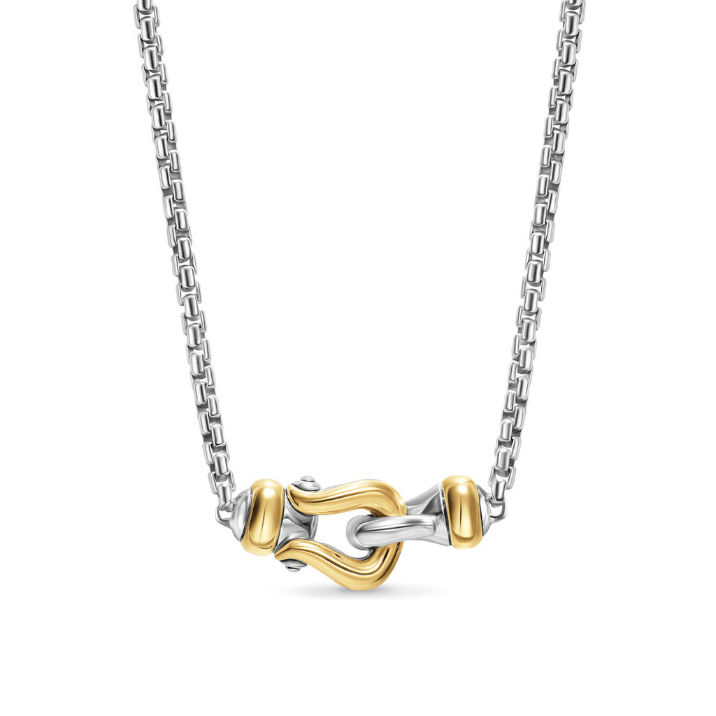 David Yurman Sterling Silver and Yellow Gold Petite Buckle Necklace