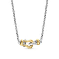David Yurman Sterling Silver and Yellow Gold Petite Buckle Necklace