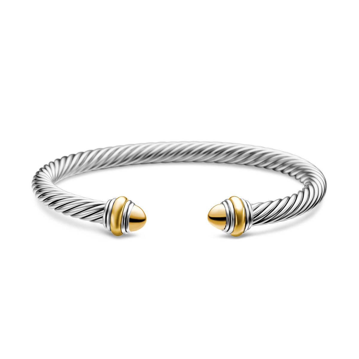 David Yurman Sterling Silver and Yellow Gold Classic Cable Gold Dome Bracelet