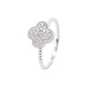 White Gold Pave Diamond Clover Fashion Ring