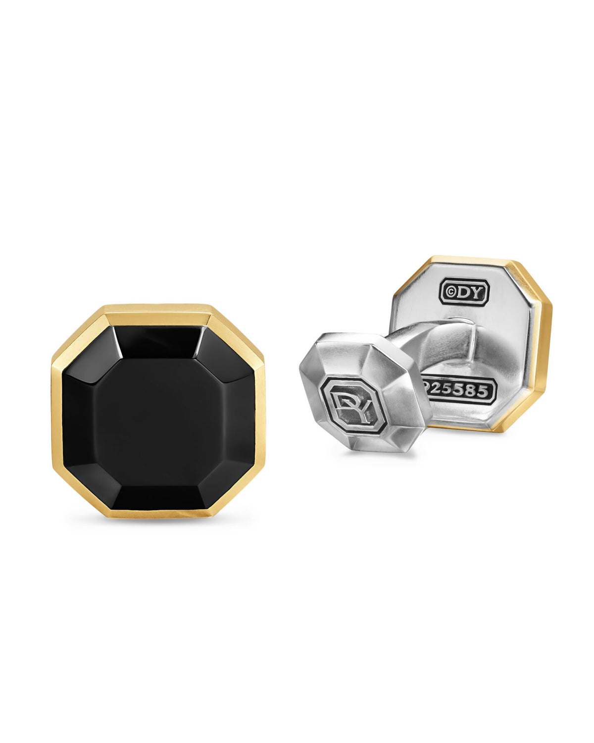 David Yurman Silver and Gold Streamline Black Onyx Cufflinks