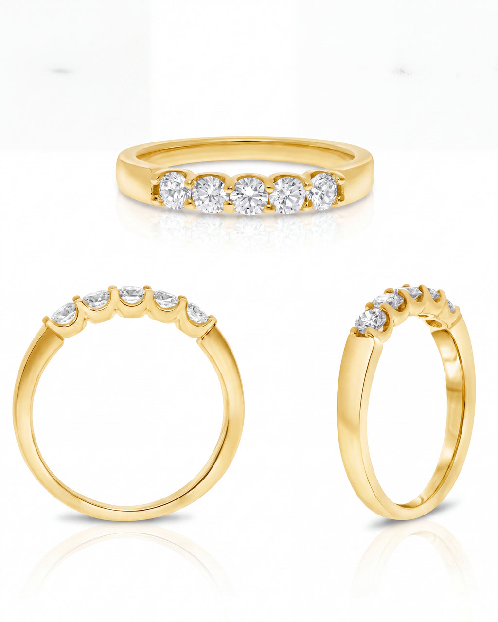 Yellow Gold Half Carat Five Stone Diamond Wedding Band