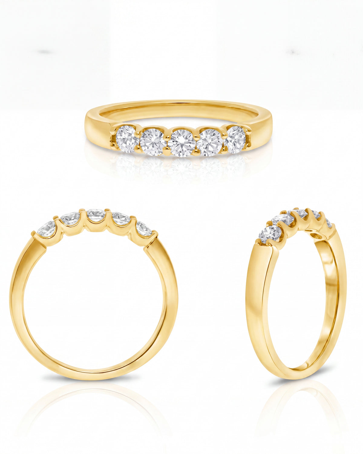 Yellow Gold Half Carat Five Stone Diamond Wedding Band