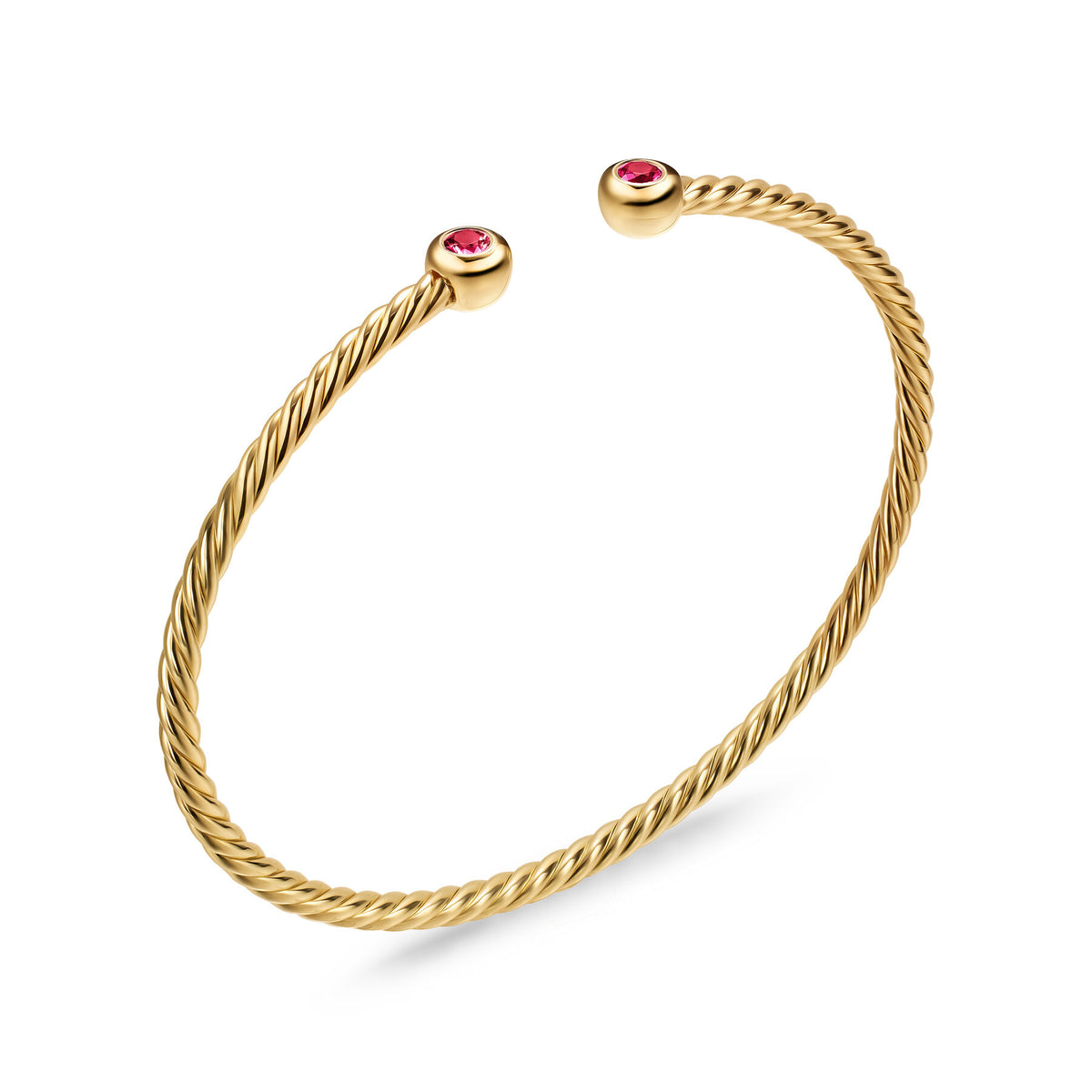 David Yurman Yellow Gold 2.6 mm Cablespira Flex Ruby Bracelet