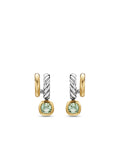 David Yurman Sterling Silver and Yellow Gold Mercer Two Row Drop Prasiolite Stud Earrings