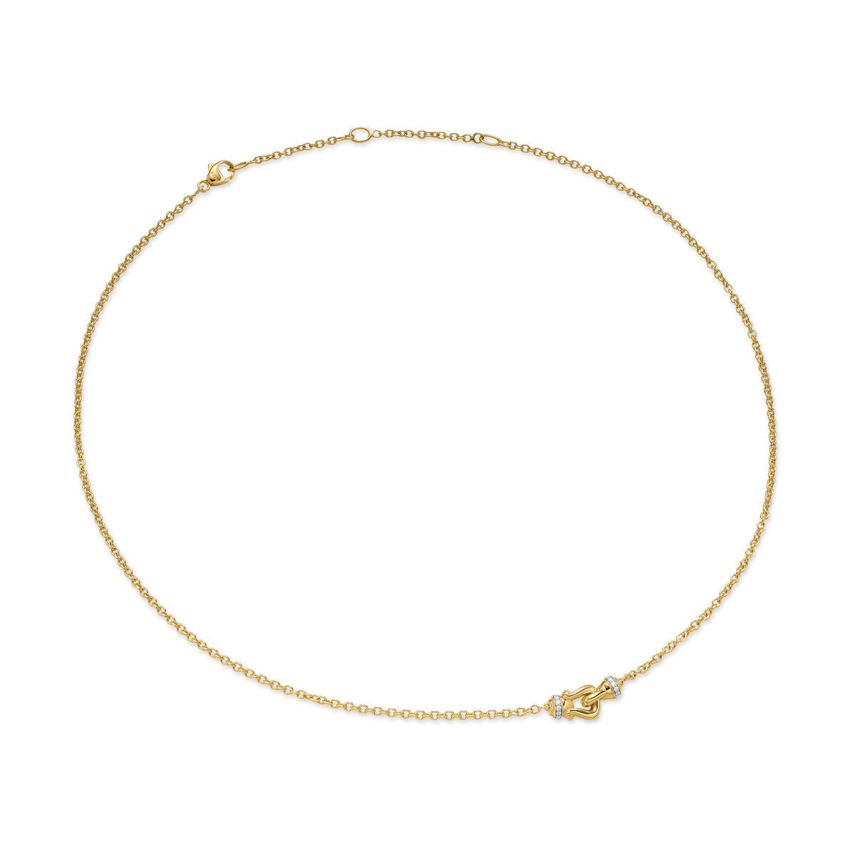 David Yurman Yellow Gold Petite Buckle Necklace with Diamonds