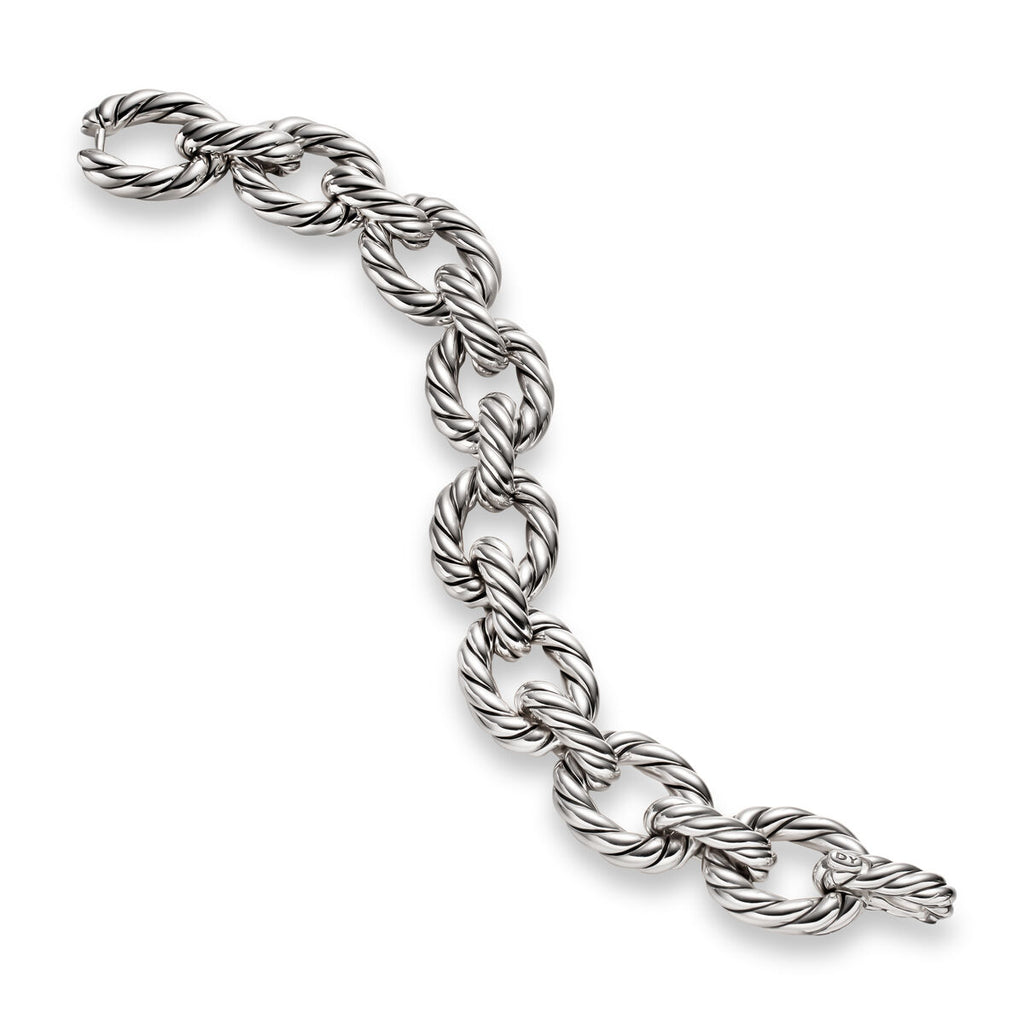 David Yurman Sterling Silver Sculpted Cable Oval Link Bracelet