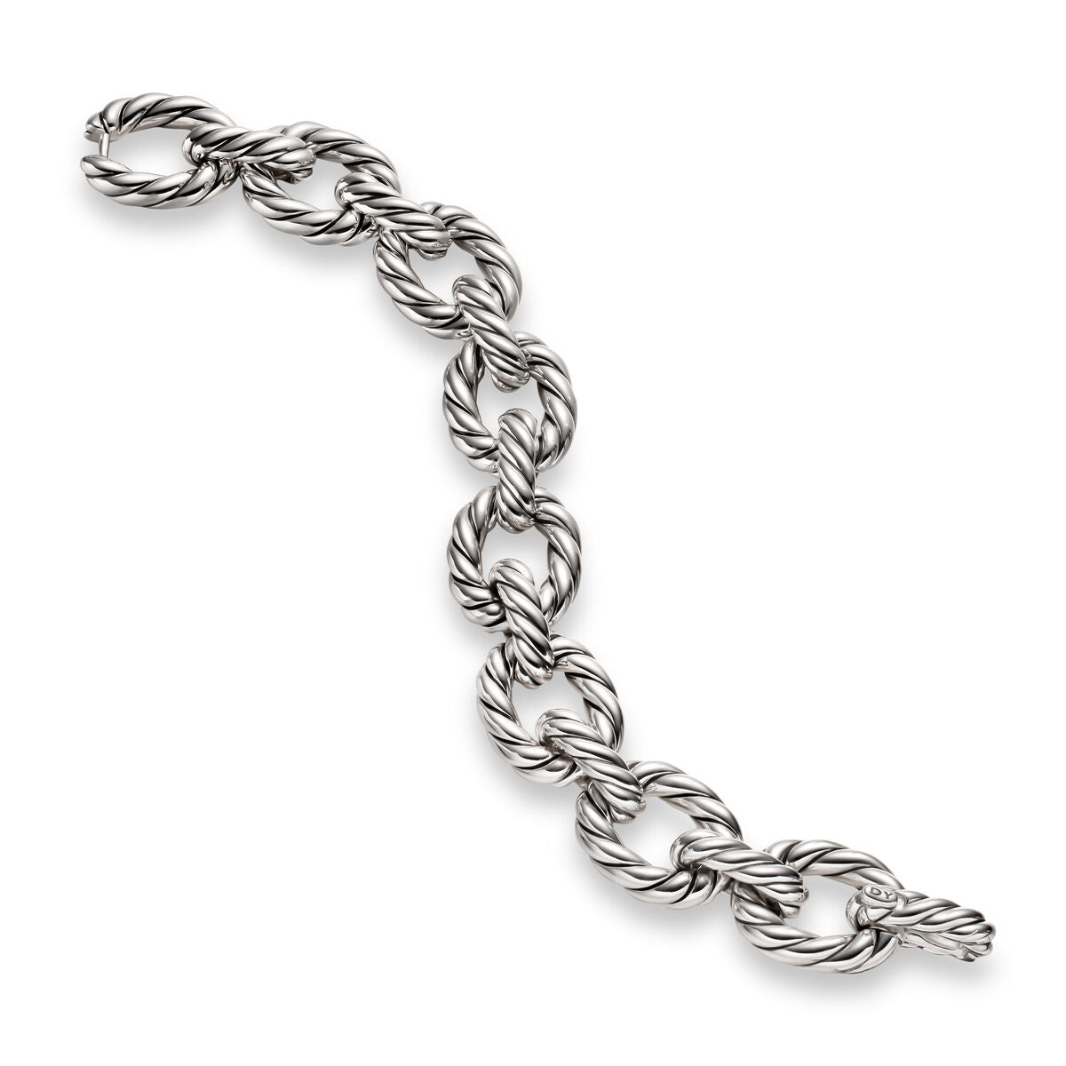 David Yurman Sterling Silver Sculpted Cable Oval Link Bracelet