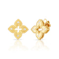Roberto Coin Yellow Gold Petite Venetian Princess Diamond Satin Finish Small Flower Stud Earrings