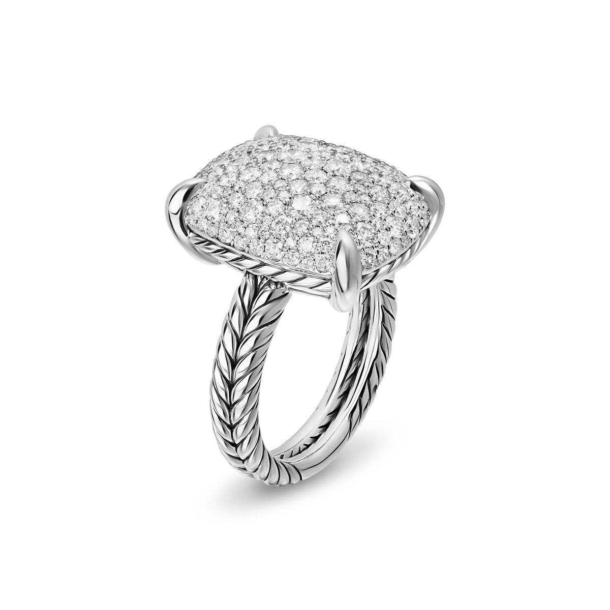 David Yurman Sterling Silver Chatelaine Diamond Elongated Cushion Ring