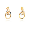 Yellow Gold-Plated Double Oval Drop Earrings