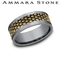 Ammara Stone Yellow Gold and Grey Tantalum Dragon Scale Center Wedding Band