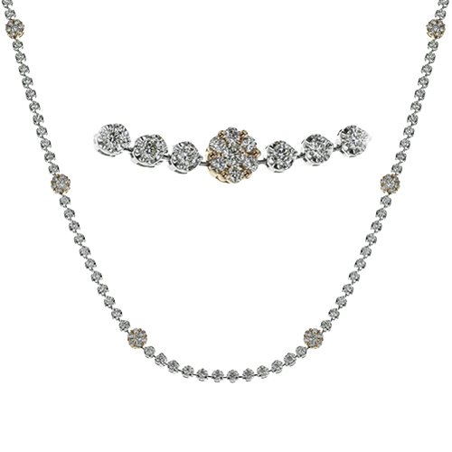 Simon G White Gold Diamond Link and Mosaic Station Necklace