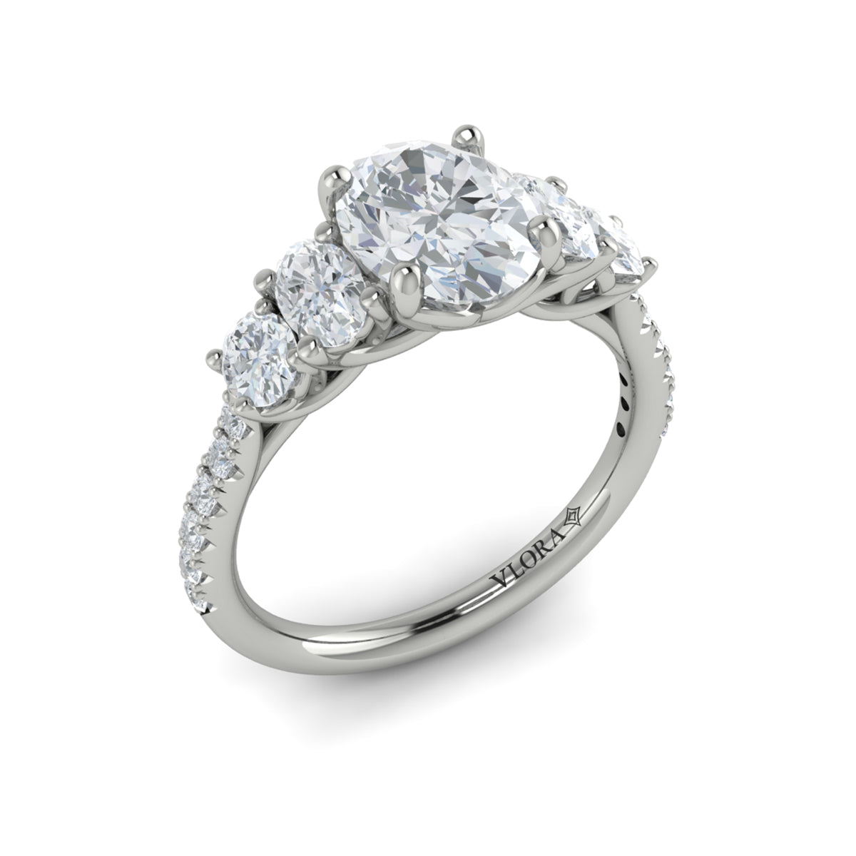 Vlora White Gold Diamond Side Stone Engagement Ring Mounting