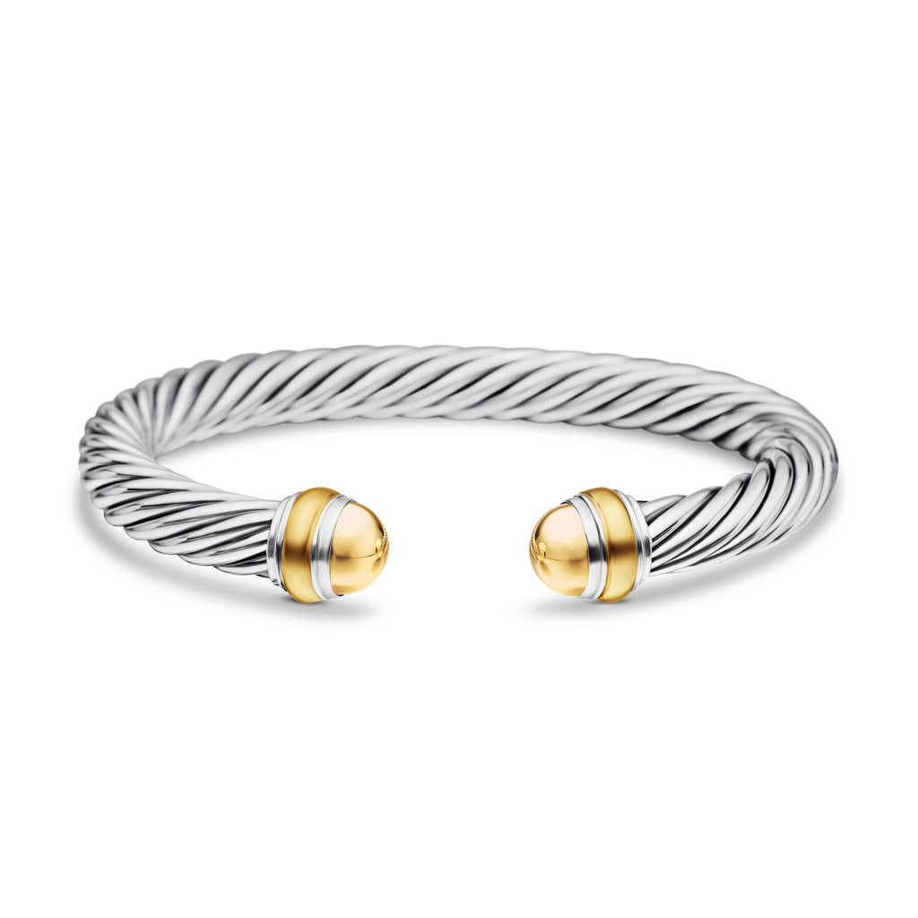 David Yurman Silver and Yellow Gold Classic Cable Bracelet