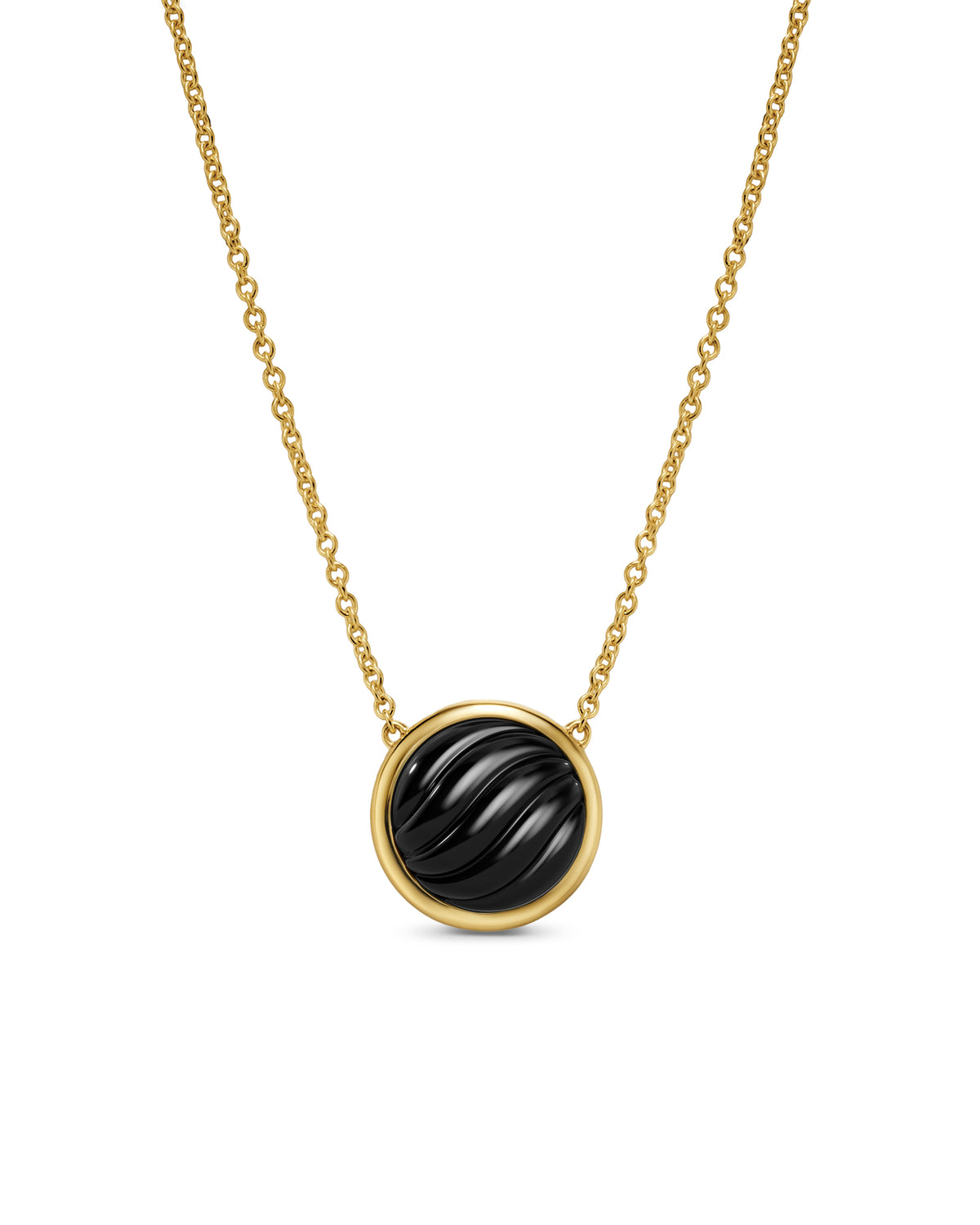 David Yurman Sculpted Cable Black Onyx Pendant Necklace