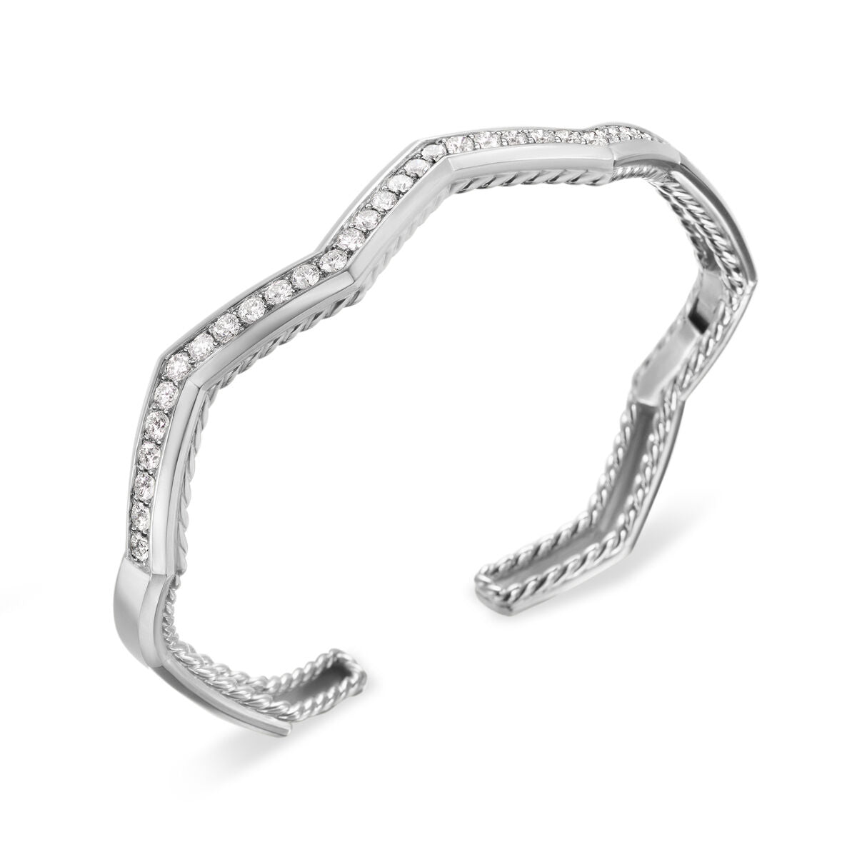 David Yurman Sterling Silver Pave Stax Bracelet with Diamonds