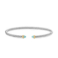 David Yurman Silver and Yellow Gold Micro Cable Flex Aquamarine Bracelet