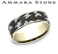 Ammara Stone Yellow Gold and Grey Tantalum Camo Center Wedding Band