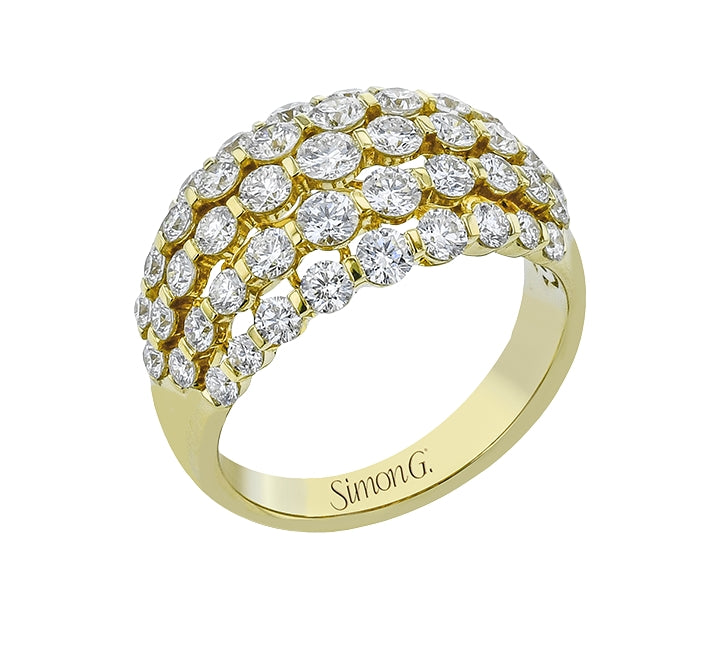 Simon G Yellow Gold Diamond Row Dome Fashion Ring