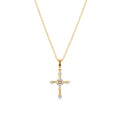 David Yurman Yellow Gold Modern Renaissance Cross Diamond Necklace