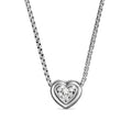 David Yurman Sterling Silver Puffy Heart Diamond Pendant Necklace