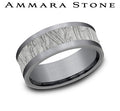 Ammara Stone White Gold and Gray Tantalum Fabric Flow Center Wedding Band