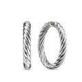 David Yurman Sterling Silver Sculpted Cable Hoop Earrings
