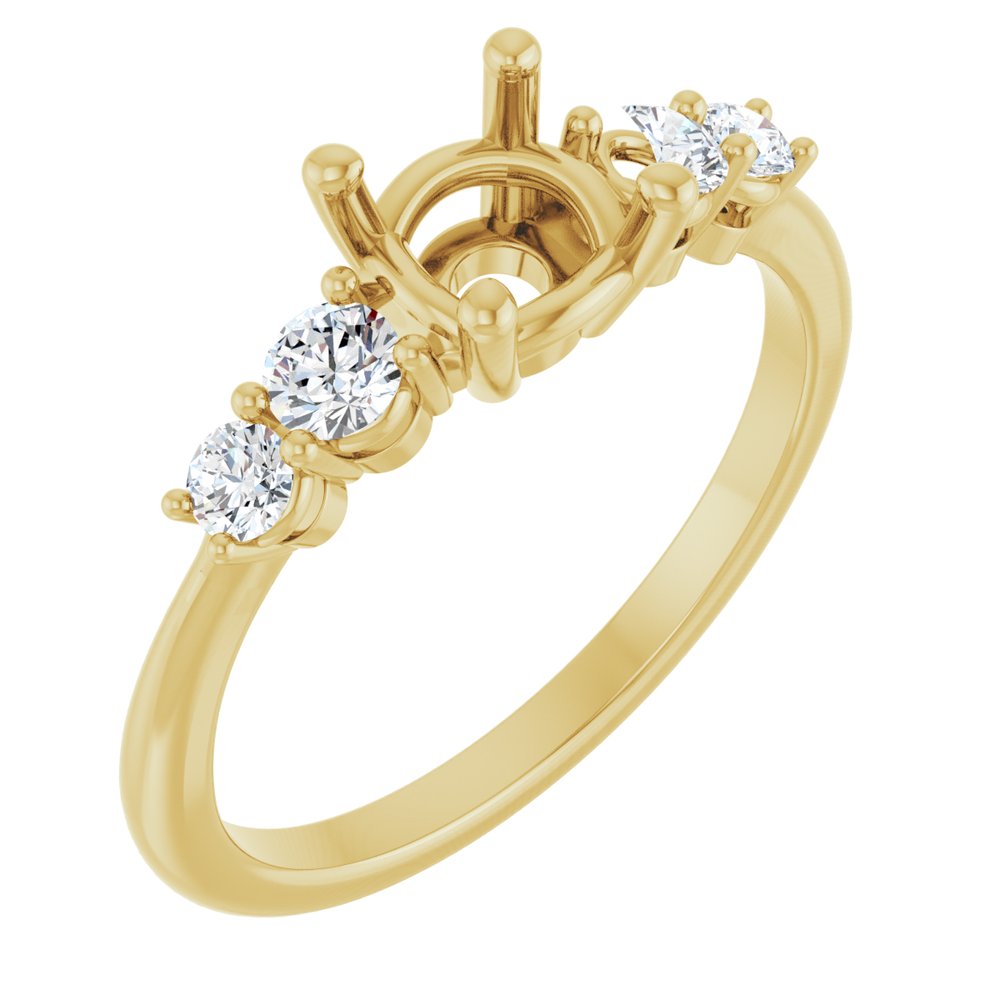 Yellow Gold Graduated Diamond Engagement Ring Mounting