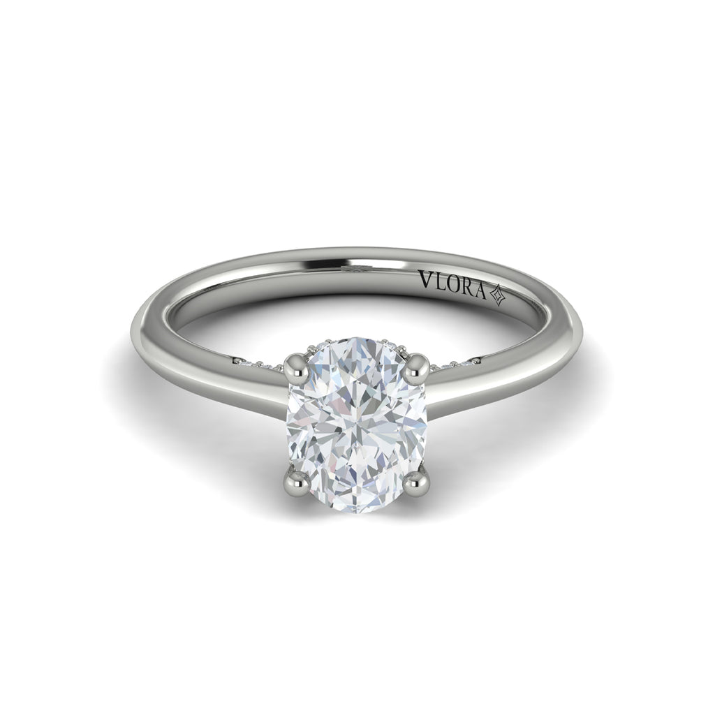 Vlora White Gold Diamond Hidden Halo Cathedral Engagement Ring Mounting