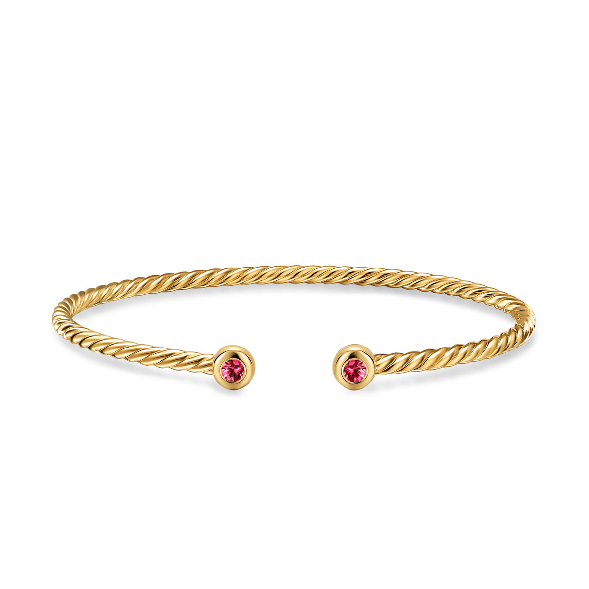 David Yurman Yellow Gold 2.6 mm Cablespira Flex Ruby Bracelet