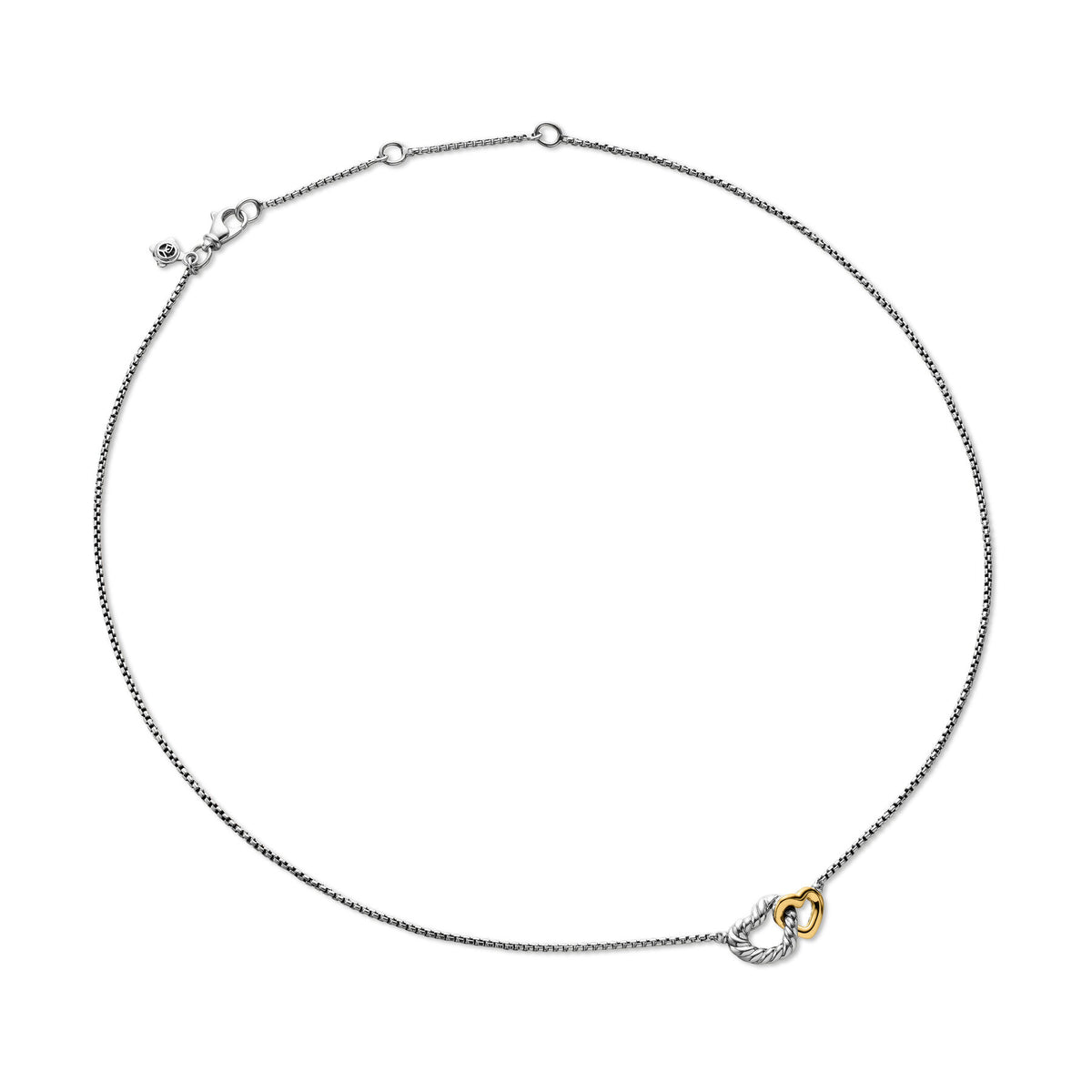 David Yurman Sterling Silver and Yellow Gold Interlocking Heart Necklace